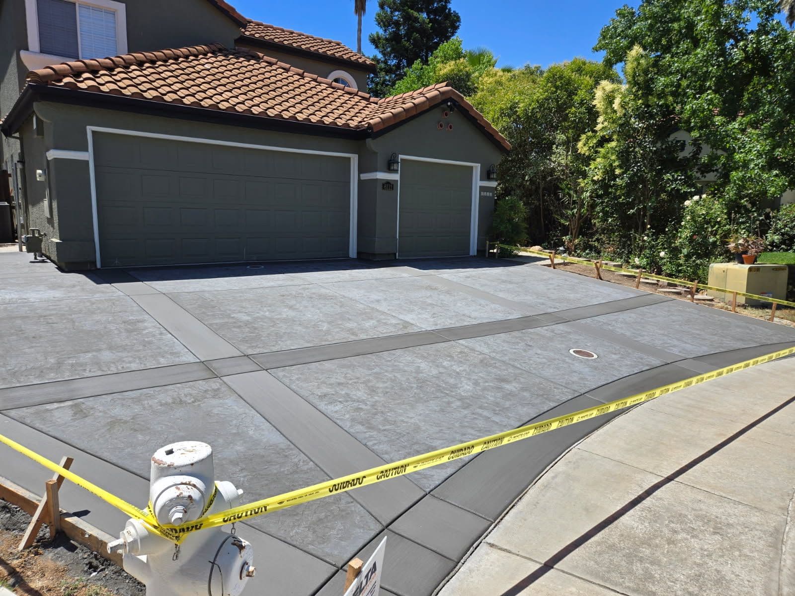 Modern Pewter Driveway with Italian Slate Stamping
