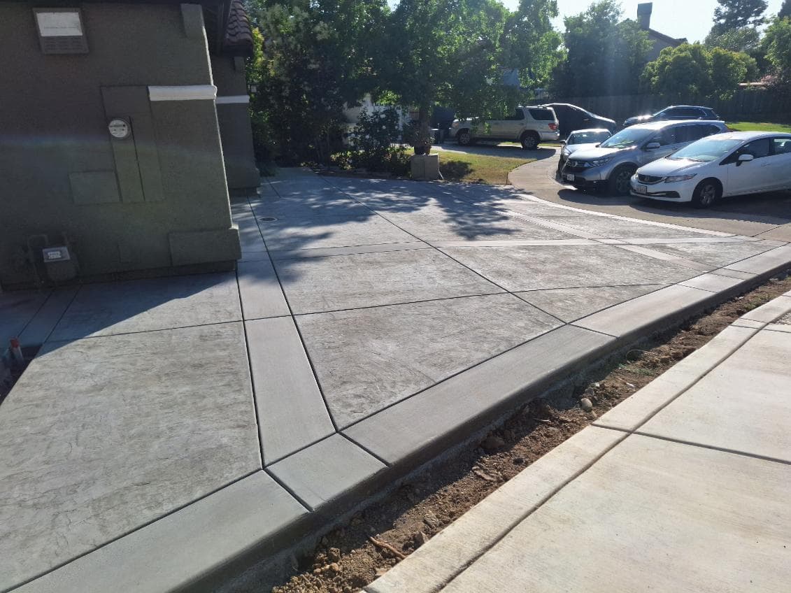 Modern Pewter Driveway with Italian Slate Stamping